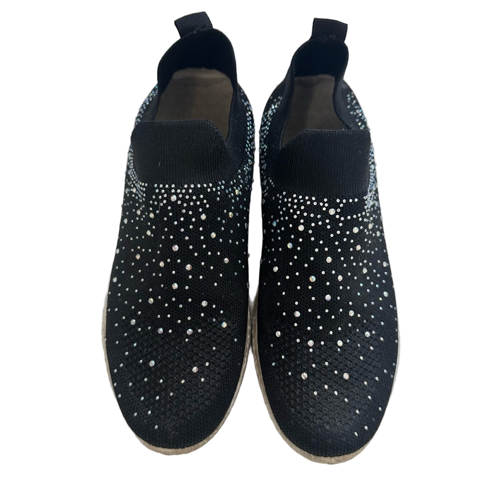 NanaMacs Black Rhinestone Sock Sneakers Size 10
